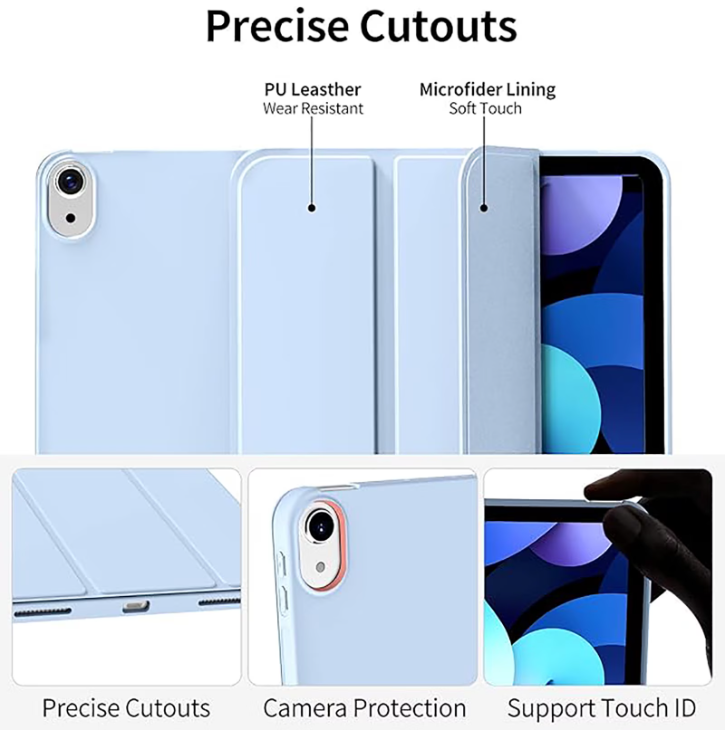 Aioneus iPad Case Compatible with iPad (A16) 11th Generation 11 Inch (2025), iPad 10th Generation 10.9 Inch (2022), with Auto Wake/Sleep, Tri-fold Stand Smart Case, Light Blue/purple/Pink