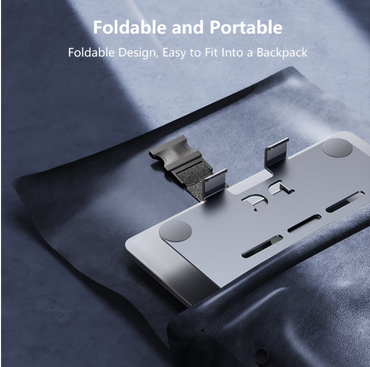 Aioneus Tablet Stand Holder with 360° Rotating Base, Universal Foldable Adjustable Aluminum Alloy Stand for Desk Compatible with iPad, Samsung Galaxy Tab, Gray