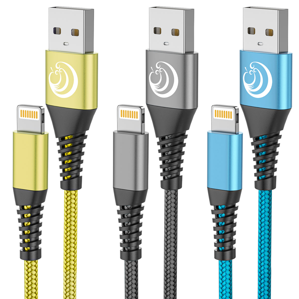 Aioneus 10ft 3A Fast Charger Cord, 3 Pack Braided Charging Cable Compatible with iPhone 14/13/12/11/iPad, Multicolor