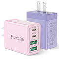 YOSOU USB C Fast Charging Block 40W Wall Charger Multi USB Pulg Power Adapter for iPhone Samsung (Pink+Purple 2-Pack)