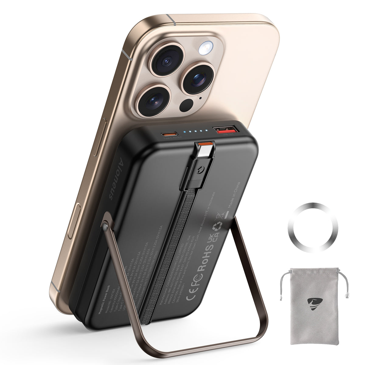 Aioneus Magnetic Power Bank 10K Wireless Portable Charger (20W)