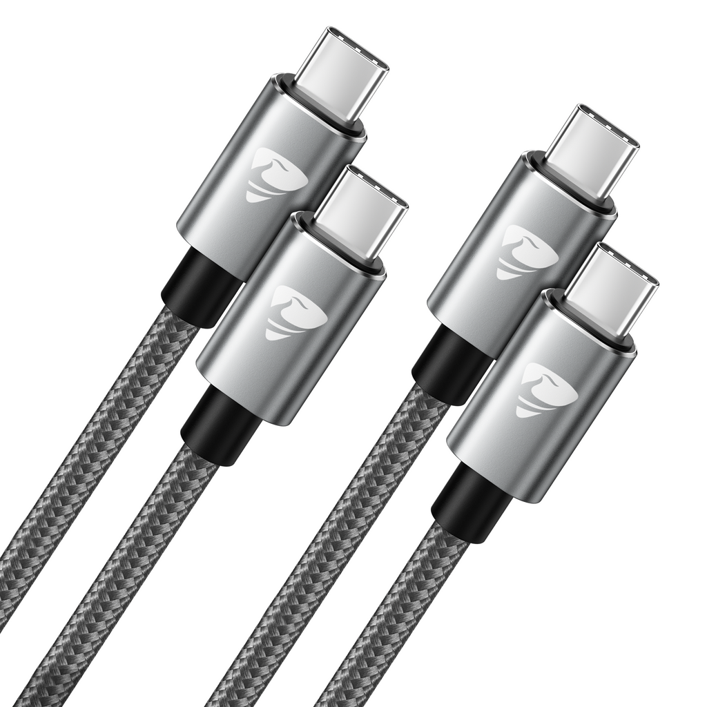 Aioneus USB C to USB C Cable 4Pack [3/3/6/10FT] 100W Fast Charging C to C Charger Cord Braided Compatible with iPhone 16/15, iPad, Samsung Galaxy (Grey)