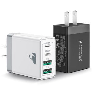 Aioneus USB C Fast Charging Block 40W Wall Charger Multi USB Pulg Power Adapter for iPhone Samsung (Pink+Purple 2-Pack)