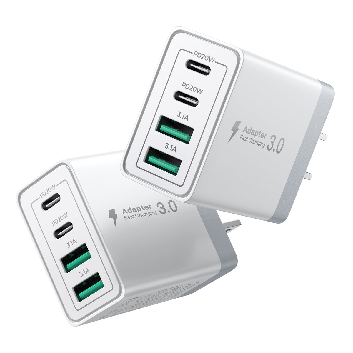 Aioneus USB C Fast Charging Block 40W Wall Charger Multi USB Pulg Power Adapter for iPhone Samsung (Pink+Purple 2-Pack)