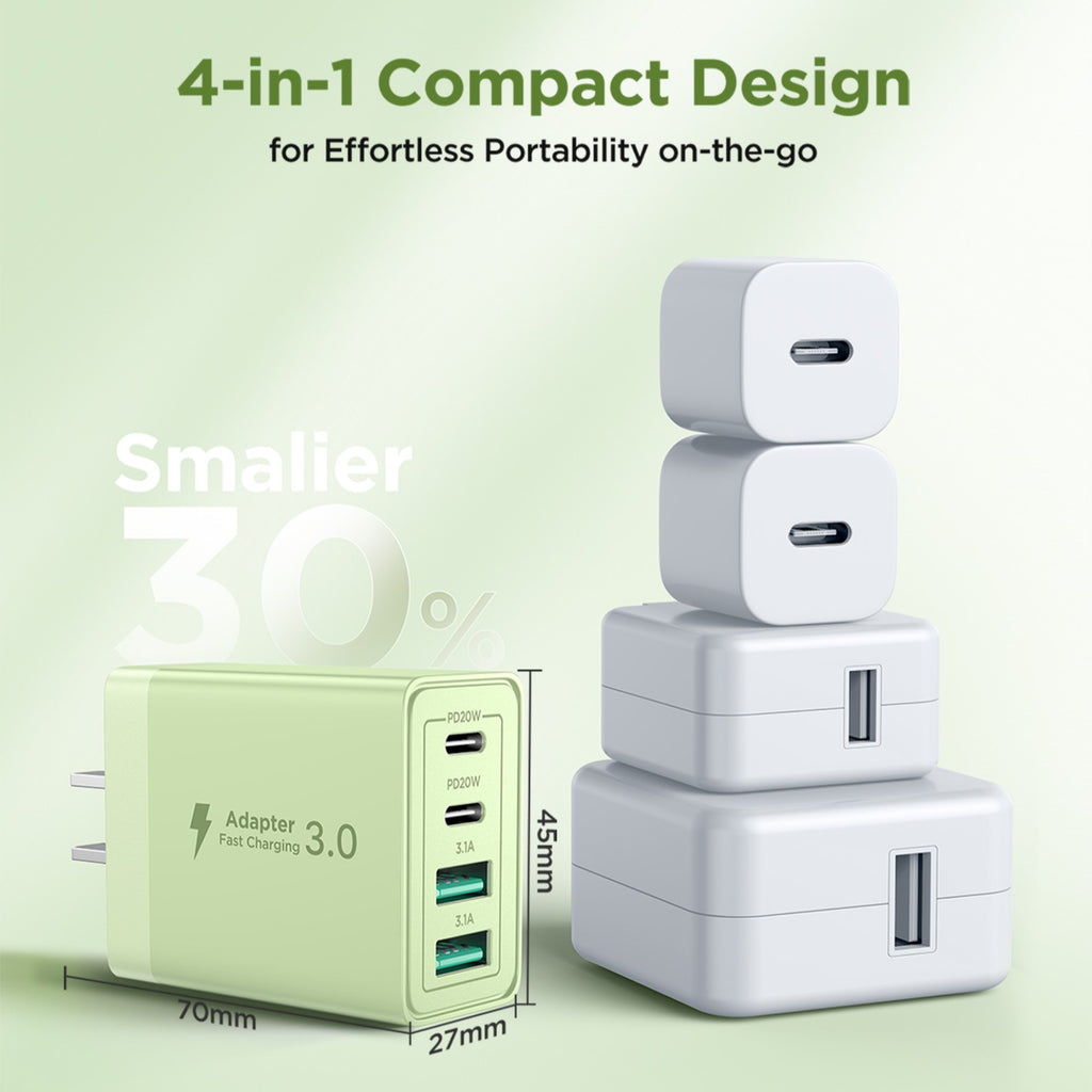 Aioneus USB C Fast Charging Block 40W Wall Charger Multi USB Pulg Power Adapter for iPhone Samsung (Pink+Purple 2-Pack)