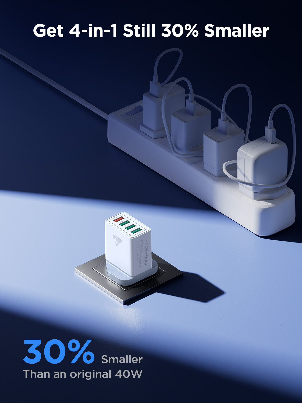 Aioneus USB Plug Fast Charger, 33W 4-Port QC 3.0 Multi USB Charger Plug UK