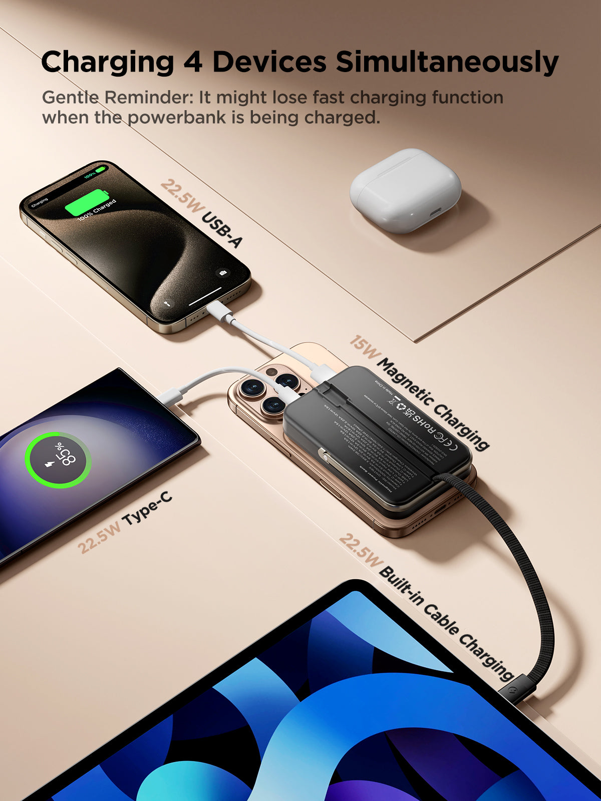 Aioneus Magnetic Power Bank 10K Wireless Portable Charger (20W)