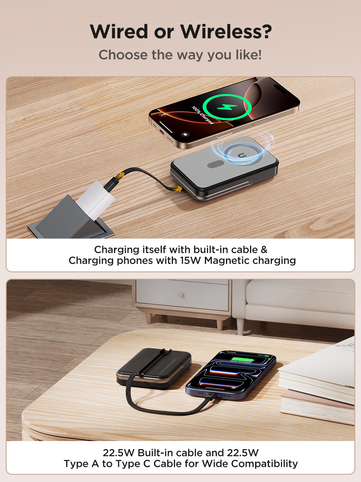 Aioneus Magnetic Power Bank 10K Wireless Portable Charger (20W)