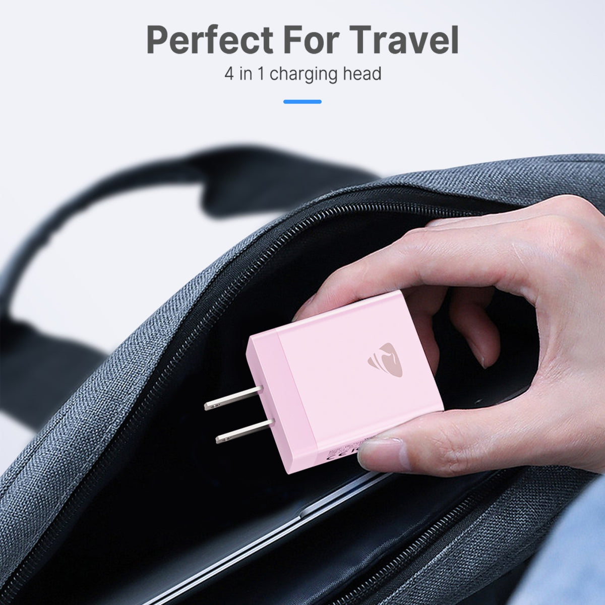 Aioneus USB C Fast Charging Block 40W Wall Charger Multi USB Pulg Power Adapter for iPhone Samsung (Pink+Purple 2-Pack)
