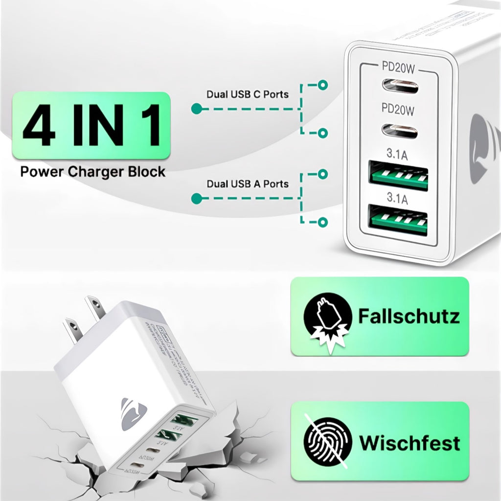 Aioneus USB C Fast Charging Block 40W Wall Charger Multi USB Pulg Power Adapter for iPhone Samsung (Pink+Purple 2-Pack)