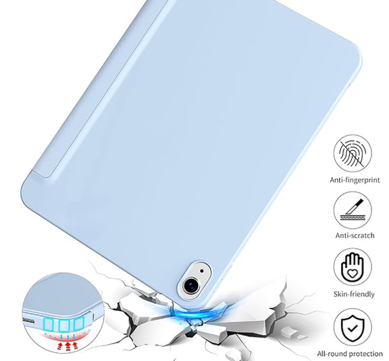 Aioneus iPad Case Compatible with iPad (A16) 11th Generation 11 Inch (2025), iPad 10th Generation 10.9 Inch (2022), with Auto Wake/Sleep, Tri-fold Stand Smart Case, Light Blue/purple/Pink