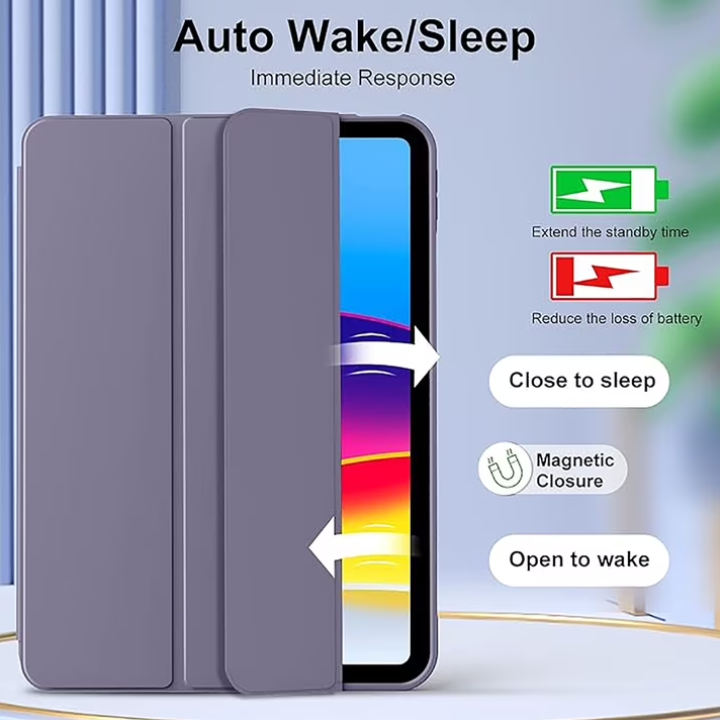 Aioneus iPad Case Compatible with iPad (A16) 11th Generation 11 Inch (2025), iPad 10th Generation 10.9 Inch (2022), with Auto Wake/Sleep, Tri-fold Stand Smart Case, Light Blue/purple/Pink