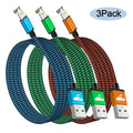 Aioneus Charger Cord 6ft 3A Fast Charging Cable, 3Pack Nylon Braided Cable Compatible with iPhone 14/13/12/11/iPad, Multicolor