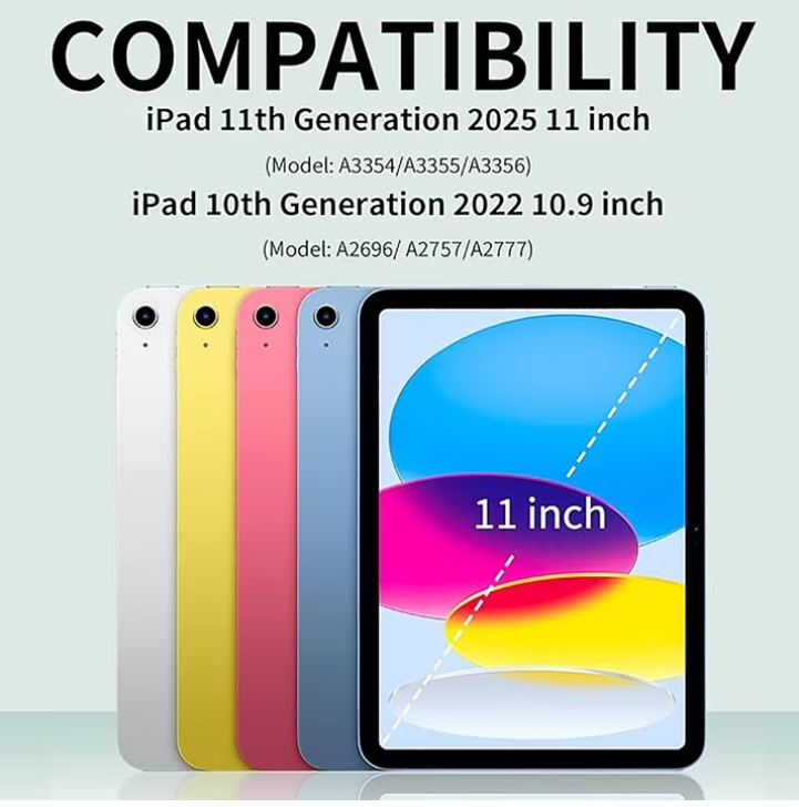 Aioneus iPad Case Compatible with iPad (A16) 11th Generation 11 Inch (2025), iPad 10th Generation 10.9 Inch (2022), with Auto Wake/Sleep, Tri-fold Stand Smart Case, Light Blue/purple/Pink