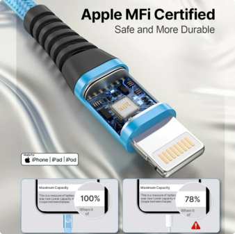 Aioneus 3 Pack 6ft Braided Fast Charging Cable Compatible with iPhone 14/13/12/11/iPad, Multicolor