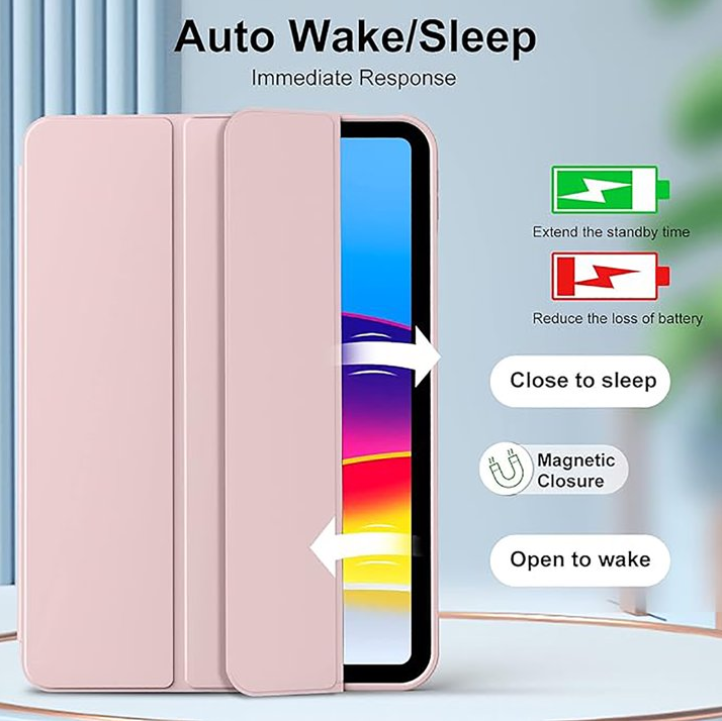 Aioneus iPad Case Compatible with iPad (A16) 11th Generation 11 Inch (2025), iPad 10th Generation 10.9 Inch (2022), with Auto Wake/Sleep, Tri-fold Stand Smart Case, Light Blue/purple/Pink