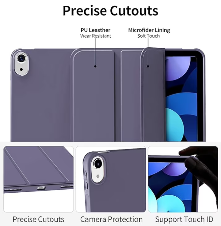 Aioneus iPad Case Compatible with iPad (A16) 11th Generation 11 Inch (2025), iPad 10th Generation 10.9 Inch (2022), with Auto Wake/Sleep, Tri-fold Stand Smart Case, Light Blue/purple/Pink