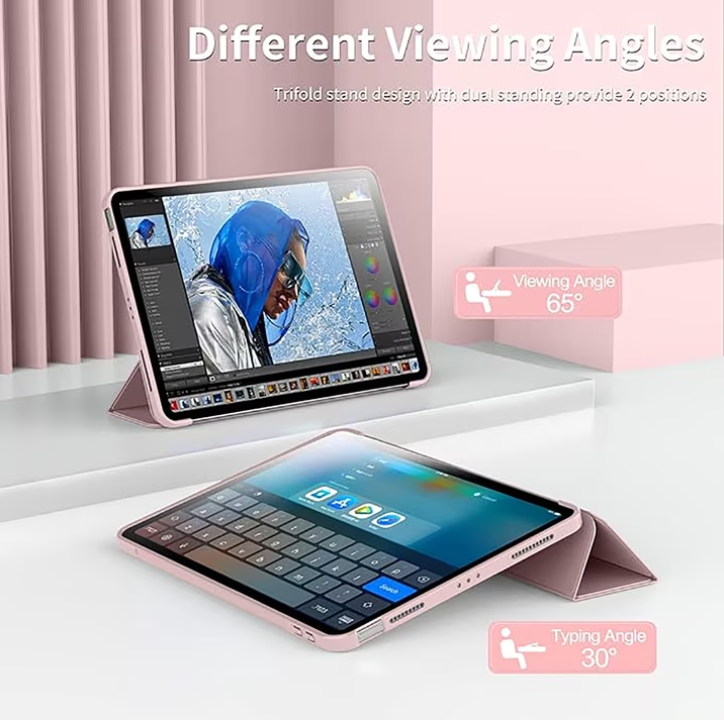 Aioneus iPad Case Compatible with iPad (A16) 11th Generation 11 Inch (2025), iPad 10th Generation 10.9 Inch (2022), with Auto Wake/Sleep, Tri-fold Stand Smart Case, Light Blue/purple/Pink
