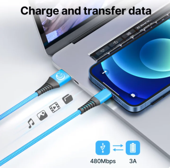 Aioneus 3 Pack 6ft Braided Fast Charging Cable Compatible with iPhone 14/13/12/11/iPad, Multicolor