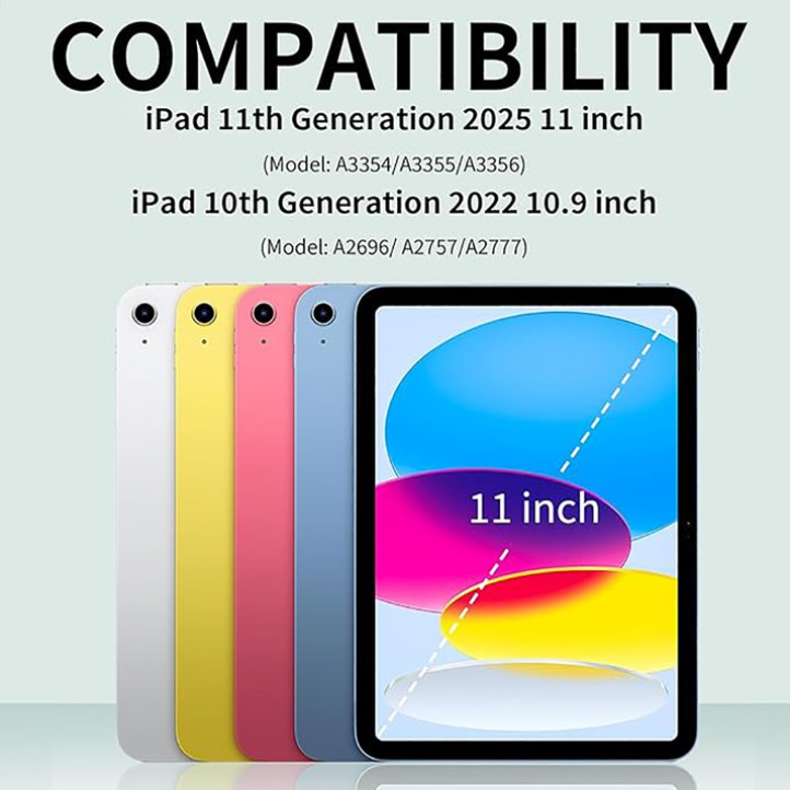 Aioneus iPad Case Compatible with iPad (A16) 11th Generation 11 Inch (2025), iPad 10th Generation 10.9 Inch (2022), with Auto Wake/Sleep, Tri-fold Stand Smart Case, Light Blue/purple/Pink