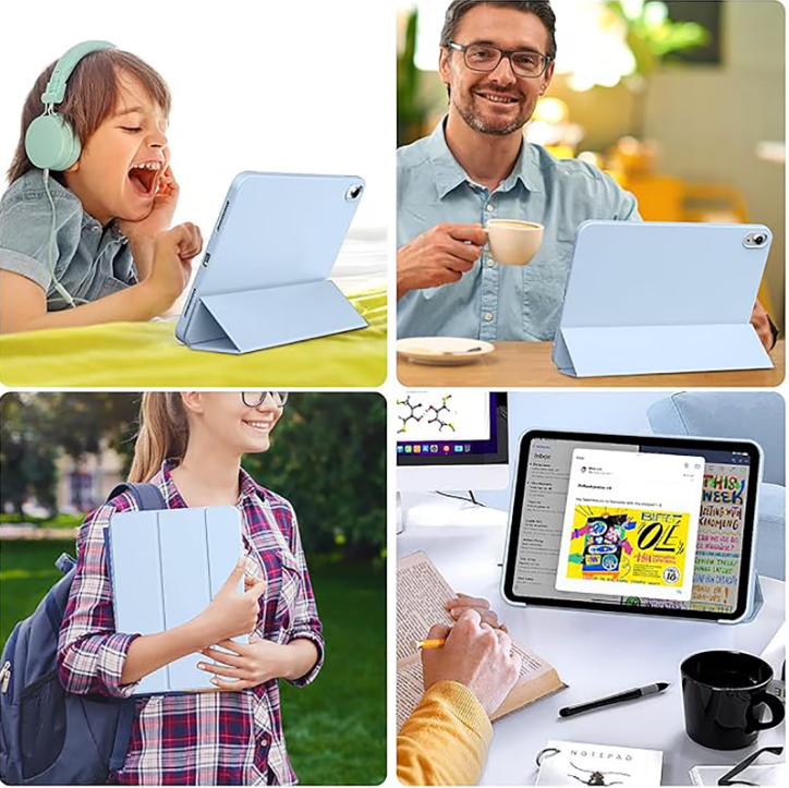 Aioneus iPad Case Compatible with iPad (A16) 11th Generation 11 Inch (2025), iPad 10th Generation 10.9 Inch (2022), with Auto Wake/Sleep, Tri-fold Stand Smart Case, Light Blue/purple/Pink