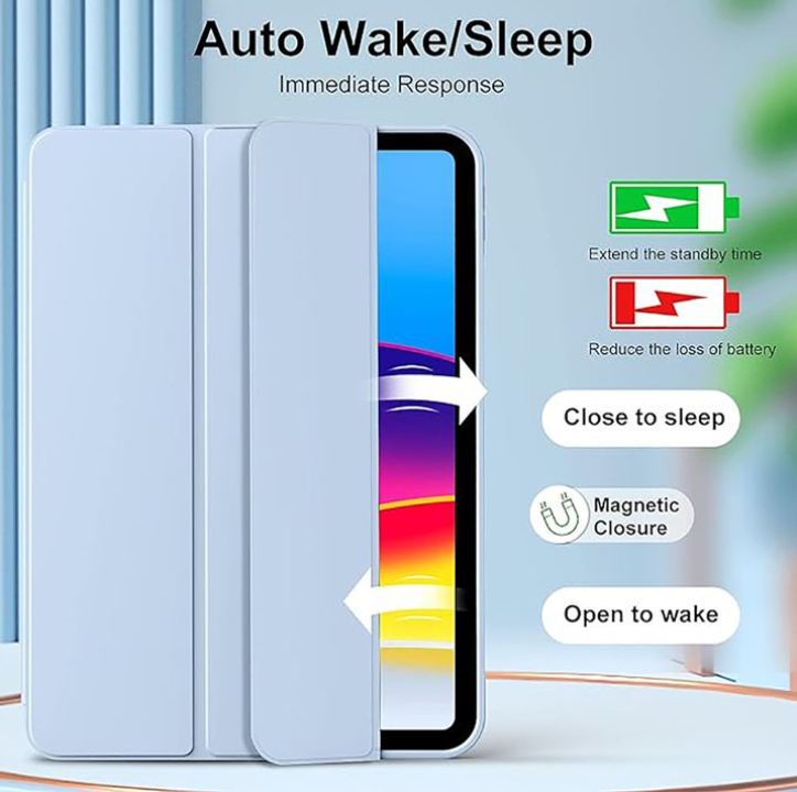 Aioneus iPad Case Compatible with iPad (A16) 11th Generation 11 Inch (2025), iPad 10th Generation 10.9 Inch (2022), with Auto Wake/Sleep, Tri-fold Stand Smart Case, Light Blue/purple/Pink