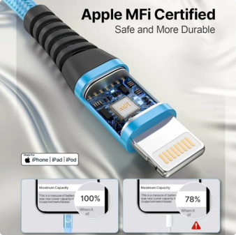 Aioneus 3 Pack 6ft Braided Fast Charging Cable Compatible with iPhone 14/13/12/11/iPad, Multicolor