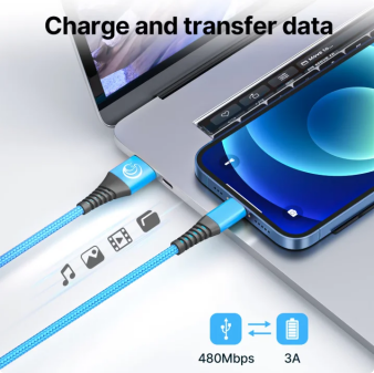 Aioneus 3 Pack 6ft Braided Fast Charging Cable Compatible with iPhone 14/13/12/11/iPad, Multicolor