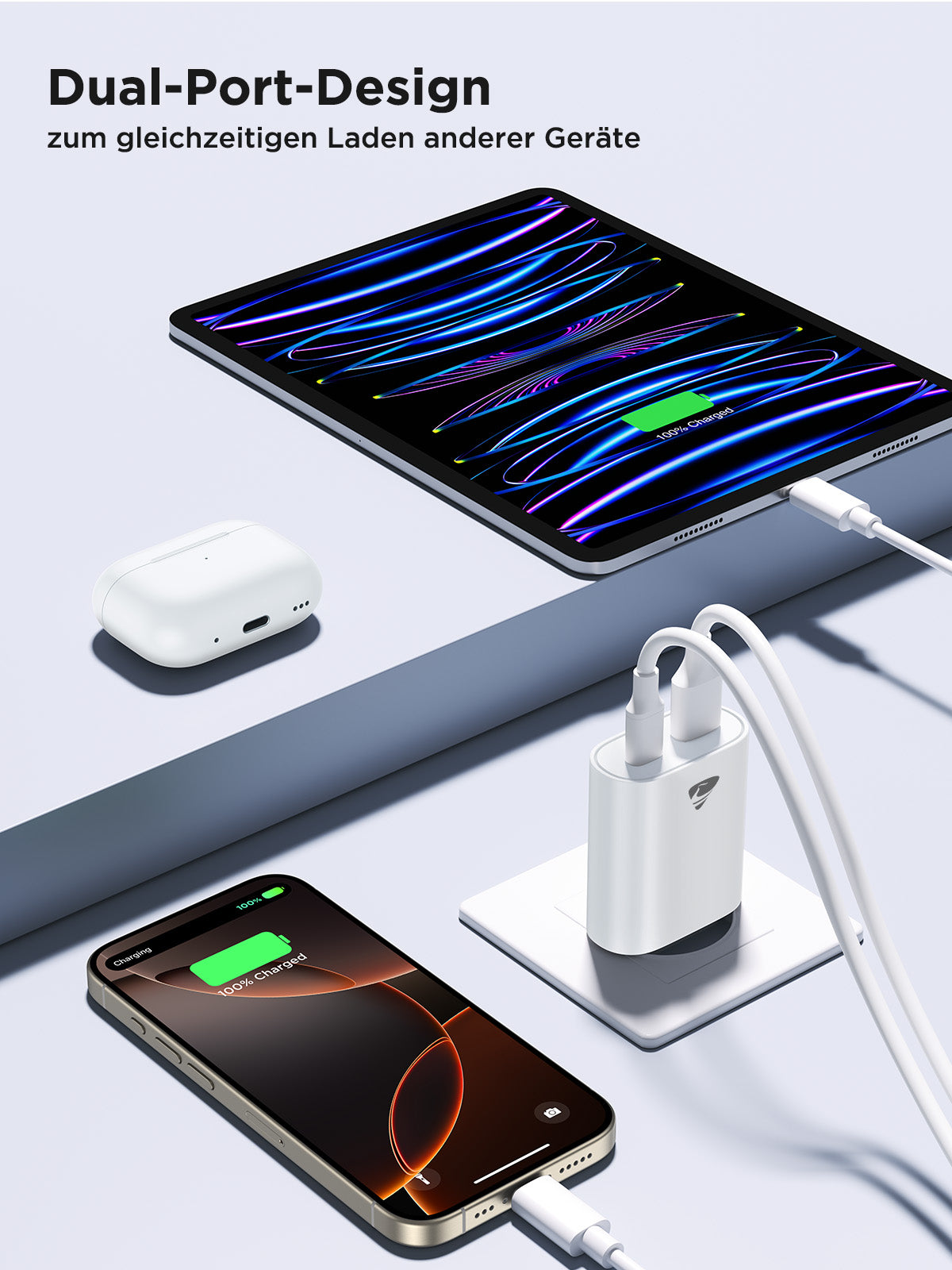 USB-C Charger, 2-Pack 20W Fast Charger with Dual Ports (USB-C & USB-A), PD 3.0 Power Adapter for iPhone & Samsung, Multi-Port Fast Charger