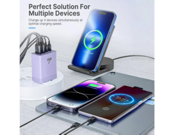 Aioneus USB C Fast Charging Block 40W Wall Charger Multi USB Pulg Power Adapter for iPhone Samsung (Pink+Purple 2-Pack)