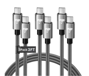 Aioneus USB C to USB C Cable [3 Pack 3/6/10FT] Type C Charging Cord 60W Fast C to C Charger Cable Compatible with iPhone 16/15/MacBook/Samsung Galaxy, Gray