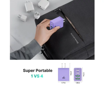 Aioneus USB C Fast Charging Block 40W Wall Charger Multi USB Pulg Power Adapter for iPhone Samsung (Pink+Purple 2-Pack)