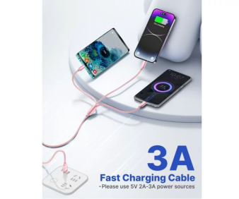 2 Pack Multi Charging Cable, 4 in 1 Multi Phone Charger Cable Fast Charging Cord with USB C, Micro USB Cable Compatible with iPhone/Samsung/Android Phone, Black
