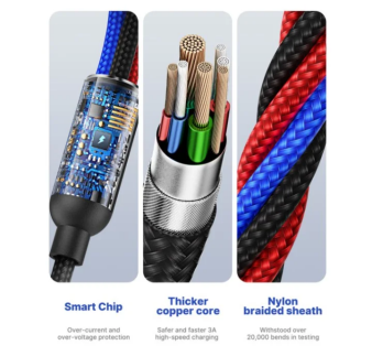 2 Pack Multi Charging Cable, 4 in 1 Multi Phone Charger Cable Fast Charging Cord with USB C, Micro USB Cable Compatible with iPhone/Samsung/Android Phone, Black
