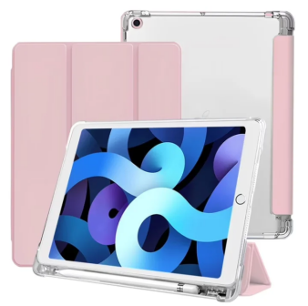 Aioneus iPad 10.2 Case Compatible with iPad 7th, 8th, and 9th Generation Tablets with Pencil Holder, Auto Sleep/Wake iPad Cover - Pink