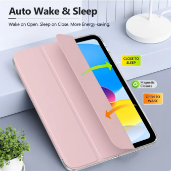 Aioneus iPad 10.2 Case Compatible with iPad 7th, 8th, and 9th Generation Tablets with Pencil Holder, Auto Sleep/Wake iPad Cover - Pink